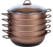 Мантоварка с стеклянной крышкой OMS collection 32x10 см, с антипригарным покрытием, капучино 6091C.32.NS-CPCH