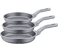 Набор сковородок OMS collection без крышек из 3 шт: 20 см, 24 см, 28 см, с антипригарным покрытием, серый 3255-Gr