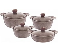 Набор посуды с антипригарным покрытием OMS collection из 8 (4/4) предметов крыш. стекл., руч.крыш.бакел. 3010.01.11-Bn