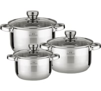 Набор посуды Bella Cucina 6 предметов, 1,3 л, 2,1 л, 3,1 л, нержавеющая сталь BC-2118 2118-BC