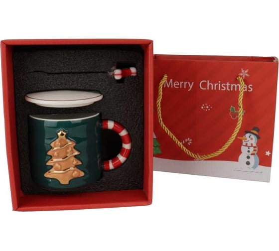 Подарочный набор в коробке Зимняя сказка merry christmas кружка 380мл, крышка, ложка, зеленый 68007-2