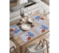 Набор прямоугольных тканевых салфеток на стол для сервировки JOYARTY "Дед Мороз под ёлкой" плейсмат, 30x46 см, 4шт. ser002_427900_30x46