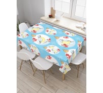 Прямоугольная водоотталкивающая скатерть на стол JoyArty "Синицы на ветке" 145x180 tcox_427893_180x145