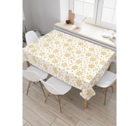 Прямоугольная тканевая скатерть на стол с рисунком JoyArty "Золотые снежинки" 120 на 145 см tc_427888_120x145