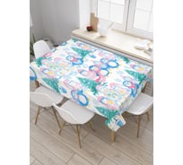 Прямоугольная водоотталкивающая скатерть на стол JoyArty "Семейство снеговиков" 145x180 tcox_427897_180x145