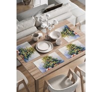 Набор прямоугольных тканевых салфеток на стол для сервировки JOYARTY "Сказочный праздник" плейсмат, 30x46 см, 4шт. ser002_427882_30x46