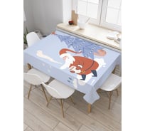 Прямоугольная тканевая скатерть на стол с рисунком JoyArty "Дед Мороз под ёлкой" 120 на 145 см tc_427900_120x145