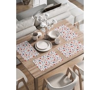 Набор прямоугольных тканевых салфеток на стол для сервировки JOYARTY "Праздничный котик" плейсмат, 30x46 см, 4шт. ser002_427875_30x46