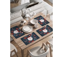 Набор прямоугольных тканевых салфеток на стол для сервировки JOYARTY "Счастливый Дед Мороз" плейсмат, 30x46 см, 4шт. ser002_427903_30x46