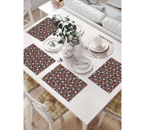 Салфетки на стол для сервировки JOYARTY прямоугольные, плейсмат "Угощения в рождество" , 32x46 см, в комплекте 4шт. np_427911 1