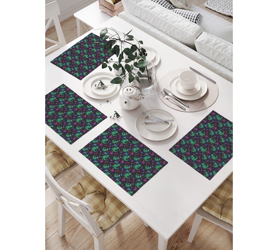 Салфетки на стол для сервировки JOYARTY прямоугольные, плейсмат "Дракон с подарком" , 32x46 см, в комплекте 4шт. np_427879 1