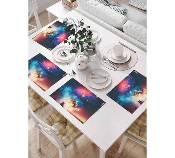 Салфетки на стол для сервировки JOYARTY прямоугольные, плейсмат "Салют зимой" , 32x46 см, в комплекте 4шт. np_427874 1