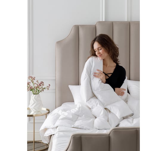 Одеяло Guten Morgen стандартное, белый гусиный пух категории экстра, батист, Royal, 140x205 см ОспР-140-205