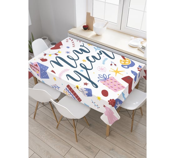 Прямоугольная водоотталкивающая скатерть на стол JoyArty С Новым Годом 120x145 tcox_427894_120x145 1