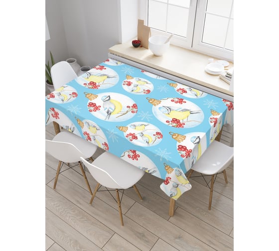 Прямоугольная водоотталкивающая скатерть на стол JoyArty Синицы на ветке 120x145 tcox_427893_120x145 1