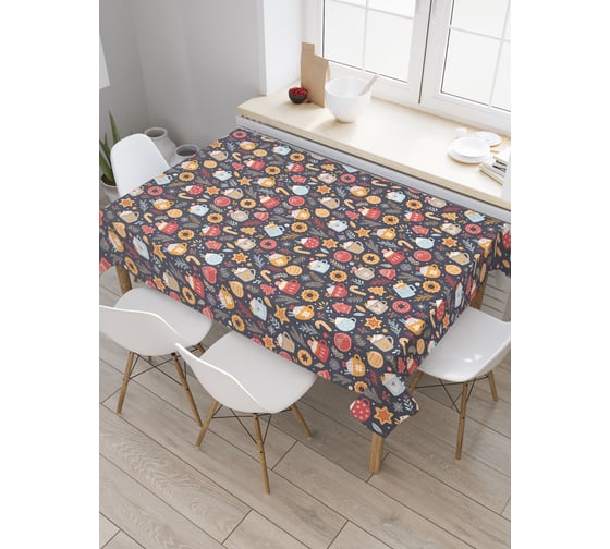 Прямоугольная водоотталкивающая скатерть на стол JoyArty Угощения в рождество 120x145 tcox_427911_120x145 1