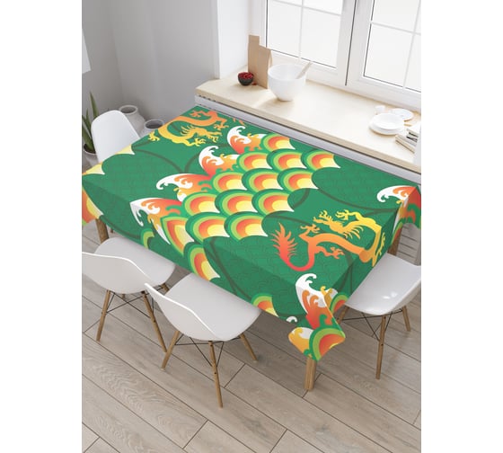 Прямоугольная водоотталкивающая скатерть на стол JoyArty Огненные драконы 145x180 tcox_428058_180x145 1