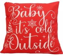 Декоративная подушка с наполнителем Зимняя сказка 44x44 см, baby its cold, красная 68010-3-4