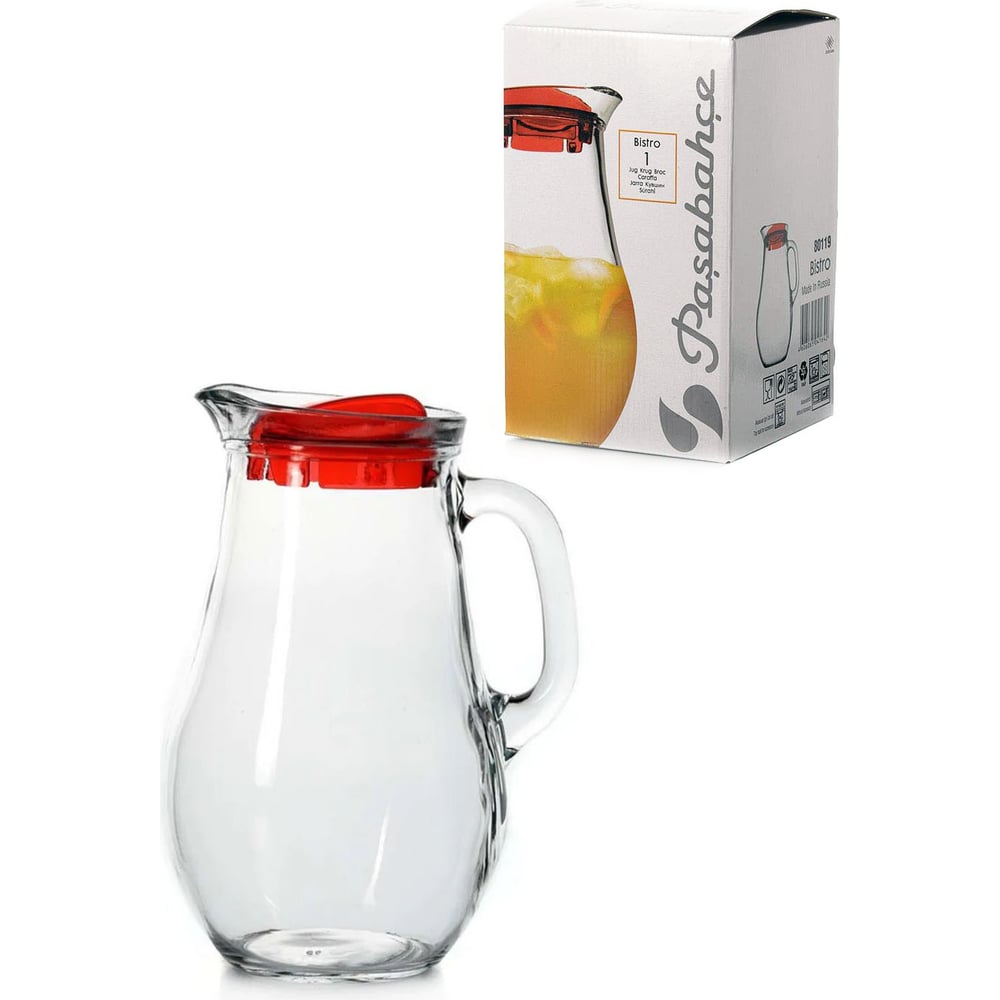 Кувшин Pasabahce PSB 1800 мл с красной крышкой БИСТРО 80119 - выгодная ...