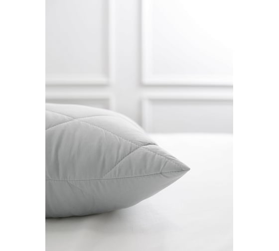 Подушка Guten Morgen стеганая, холлофайбер, микрофибра, Softt, серый, 50x70 см ПСССер-50-70