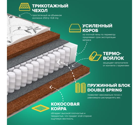Матрас Sleeptek Duplex Cocos Double 120*190 SDCD-00020-2524