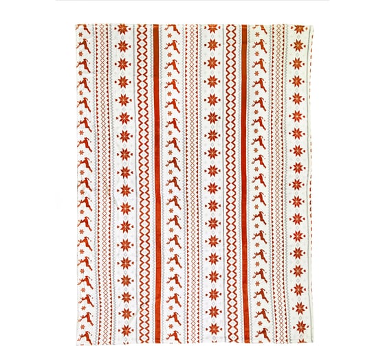 Однослойный плед Зимняя сказка Олени и снежинки 160x200см, белый, красный 68004-5