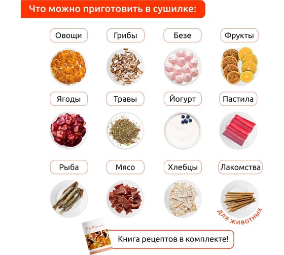 Сушилка для овощей и фруктов Pullman 5 уровней, 11 поддонов, 400 Вт, таймер на 99 часов PL-1105 белый