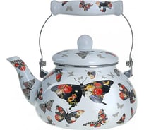 Эмалированный чайник с керамической ручкой MetaLLoni EM-251x1/69 2.5 л, Бабочки Р1-00007036