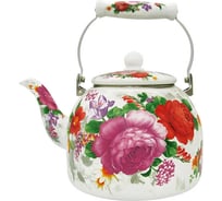 Эмалированный чайник с керамической ручкой MetaLLoni EM-501x1/48 5 л, Цветочный букет 0R-00006910