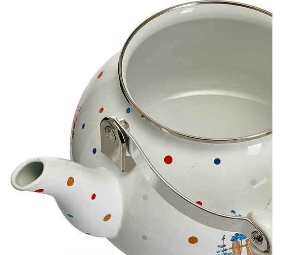 Эмалированный чайник с керамической ручкой MetaLLoni EM-251x1/73 2.5 л, Гуси Р1-00012988