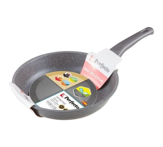 Сковорода PERFECTO LINEA 26x6.0 см, для индукционных плит, Grey + Крышка стеклянная 26 см 55-260111-1 1
