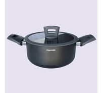 Кастрюля Esprado frontera gris с крышкой, 24x10 см, 4,3 л, алюминий, антипригарное покрытие, индукция FRGT24GE101