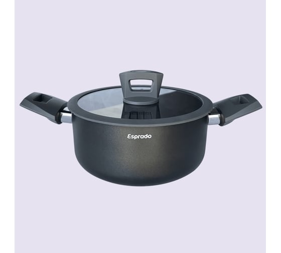 Кастрюля Esprado frontera gris с крышкой, 24x10 см, 4,3 л, алюминий, антипригарное покрытие, индукция FRGT24GE101 1