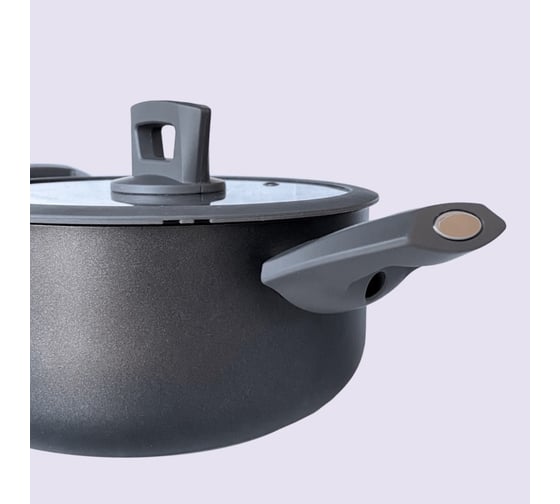 Кастрюля Esprado frontera gris с крышкой, 24x10 см, 4,3 л, алюминий, антипригарное покрытие, индукция FRGT24GE101