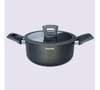Кастрюля Esprado frontera gris с крышкой, 20x9,5 см, 2,7 л, алюминий, антипригарное покрытие, индукция FRGT20GE101