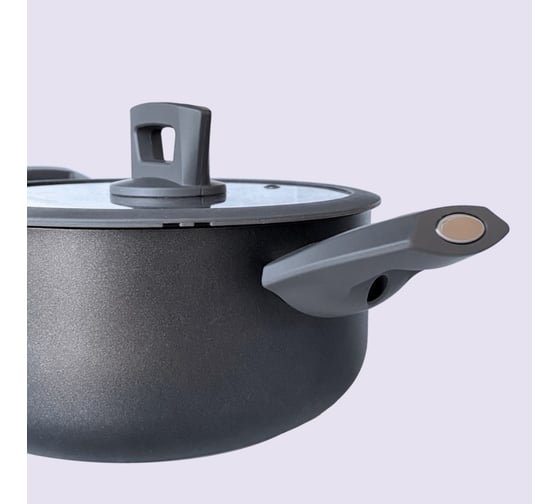 Кастрюля Esprado frontera gris с крышкой, 20x9,5 см, 2,7 л, алюминий, антипригарное покрытие, индукция FRGT20GE101