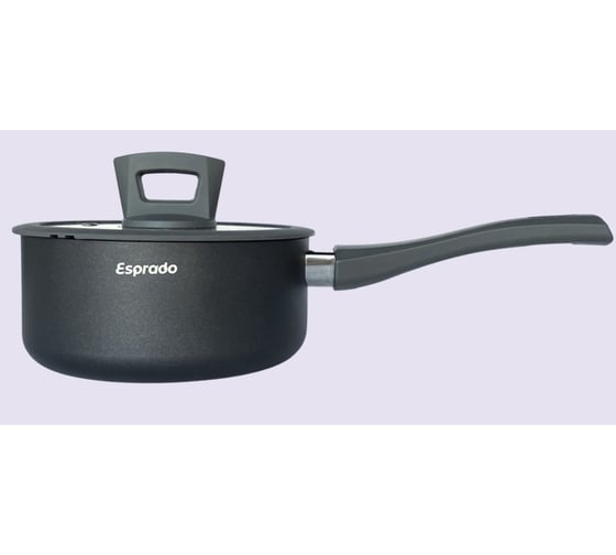 Ковш Esprado frontera gris с крышкой, 16x7,5 см, 1,4 л, алюминий, антипригарное покрытие, индукция FRGT16GE109 1