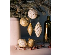 Набор стеклянных елочных украшений Волшебство на ветках 12 шт., Брызги шампанского VNV22/12-22