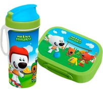 Набор Пластишка ланч-бокс 0.98 л и детский стакан с крышкой, петлей и декором "Ми-ми-мишки" 0.4 л, зеленый 431331309