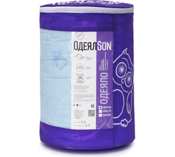Стеганое одеяло Мягкий сон 205x140, тм "одеялson" серия "сова", голубой ОСВС-6151т