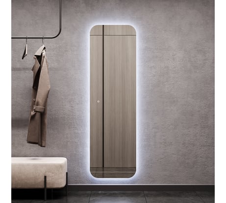 Прямоугольное зеркало GENGLASS 179x54 см, с холодной подсветкой KUVINO NF LED L, с сенсорным выключателем GGL-02-L-6000-2