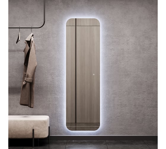 Прямоугольное зеркало GENGLASS 179x54 см, с холодной подсветкой KUVINO NF LED L, с сенсорным выключателем GGL-02-L-6000-2