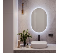 Безрамное овальное зеркало GENGLASS NOLVIS NF LED S, контурная холодная подсветка с сенсором GGL-01-S-6000-2