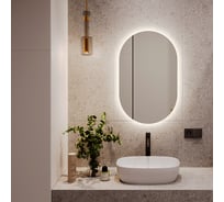 Безрамное овальное зеркало GENGLASS NOLVIS NF LED S, контурная нейтральная подсветка с проводом GGL-01-S-4000-1