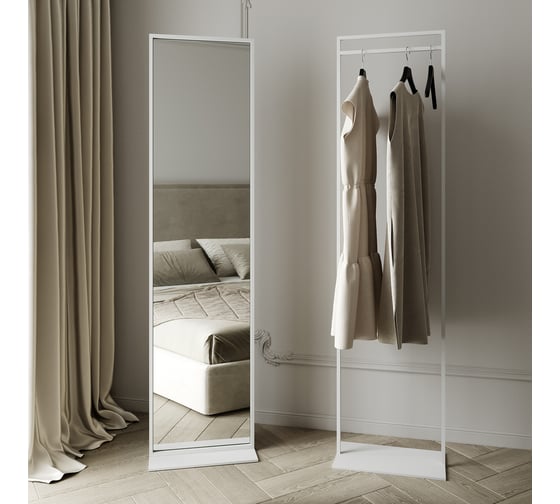 Напольное зеркало в раме GENGLASS ZELISO White, одностороннее GGM-23-3-1