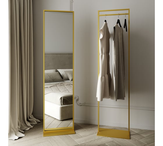 Напольное зеркало в раме GENGLASS ZELISO Gold, одностороннее GGM-23-1-1