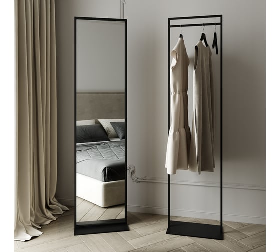 Напольное зеркало в раме GENGLASS ZELISO Black, одностороннее GGM-23-2-1