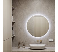 Безрамное круголое зеркало GENGLASS RAUNTEL NF LED M, контурная холодная подсветка с проводом GGL-03-M-6000-1