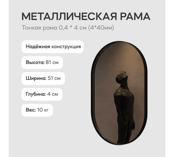 Зеркало в раме GENGLASS NOLVIS Black S GGM-16-2-1