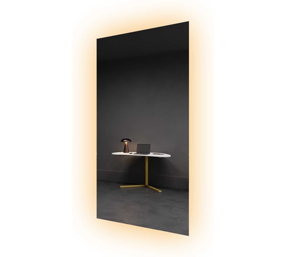 Безрамное прямоугольное зеркало GENGLASS большое HALFEO NF LED XL, контурная теплая подсветка с проводом GGL-05-XL-3000-1 1